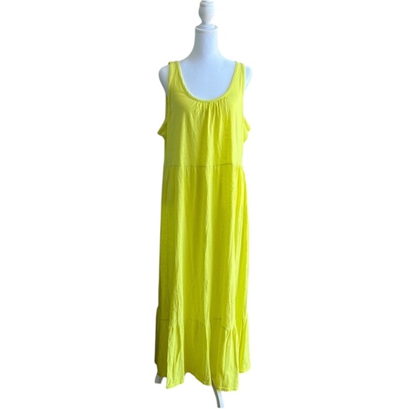 Time & Tru Yellow Tiered Sleeveless Maxi Dress XL - Picture 1 of 4